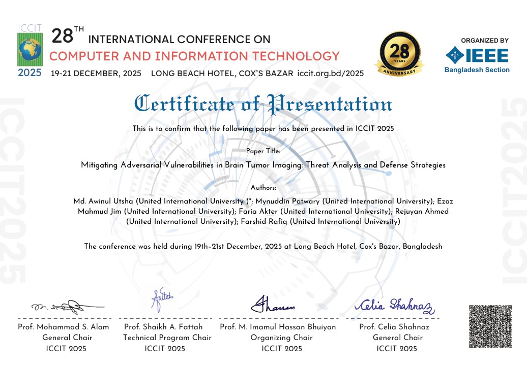 ICCIT Conference Certificate of Presentation