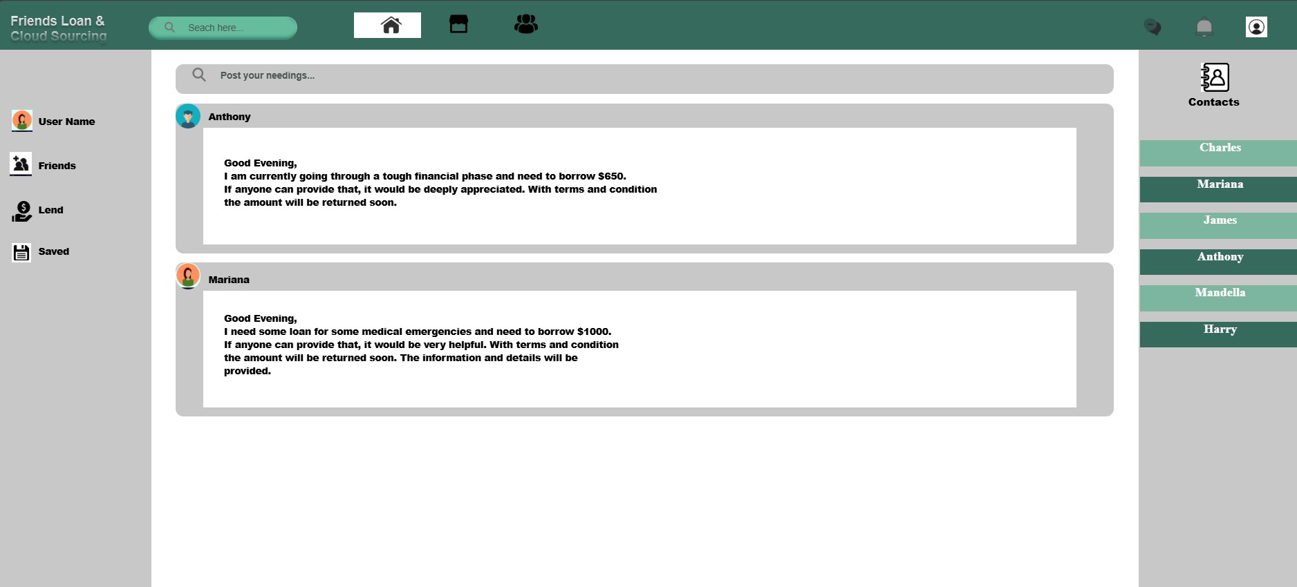 Friends Loan & Cloud Sourcing screenshot