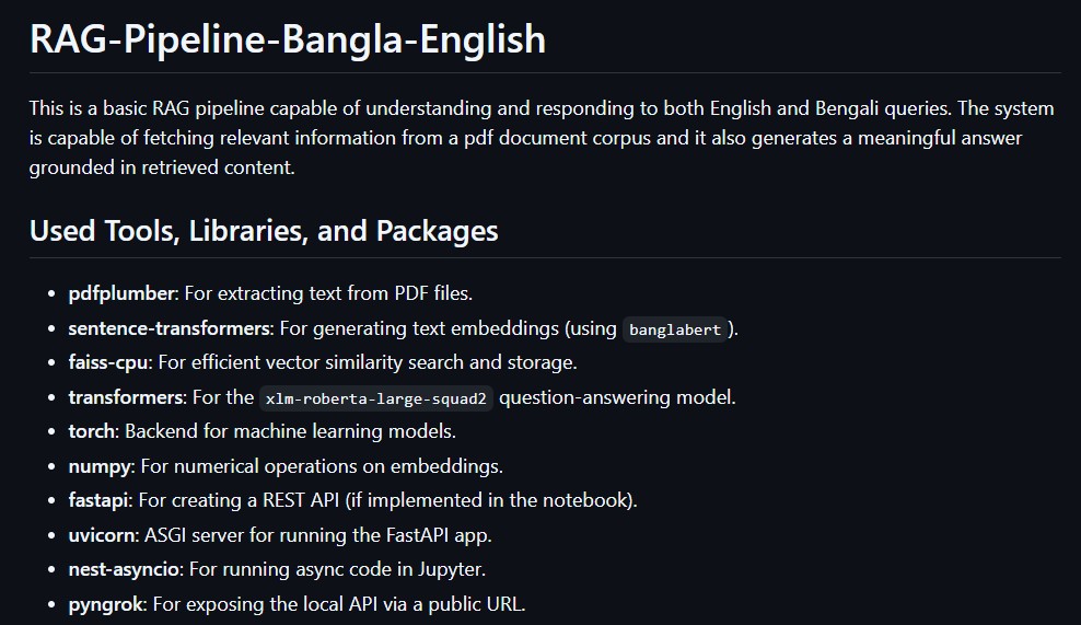 RAG Pipeline — Bangla / English screenshot